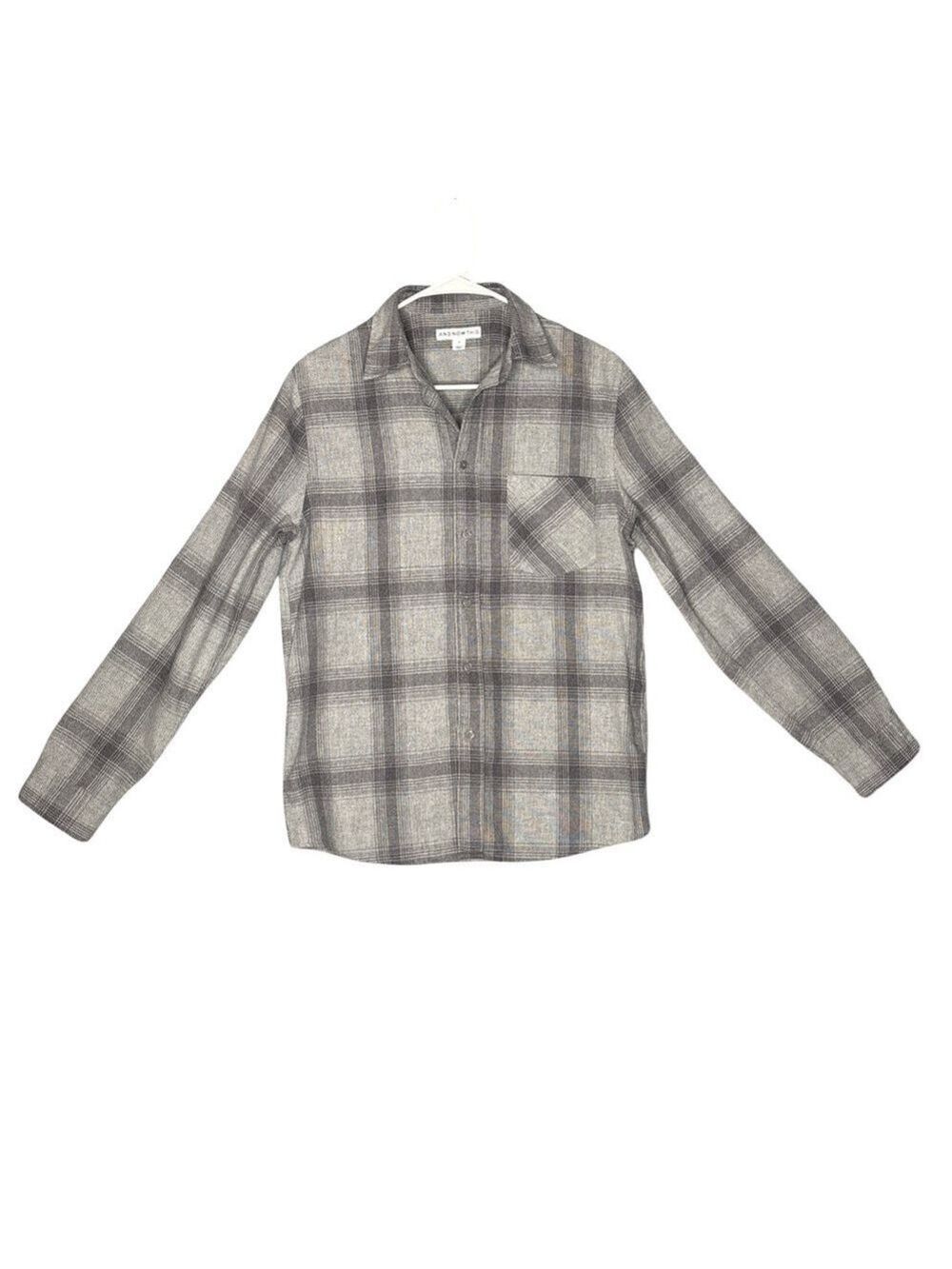 Gray Plaid Button Down Shirt - Casual Men's Wear Small